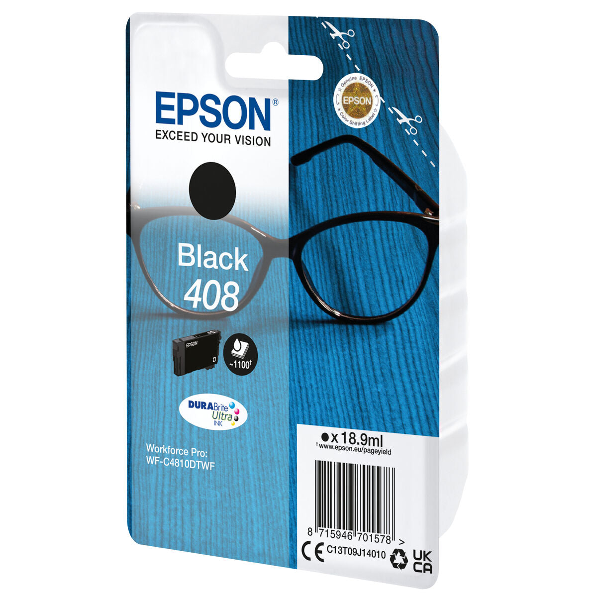 EPSON 4LB Singlepack Black 408 DURABrite Ultra Ink