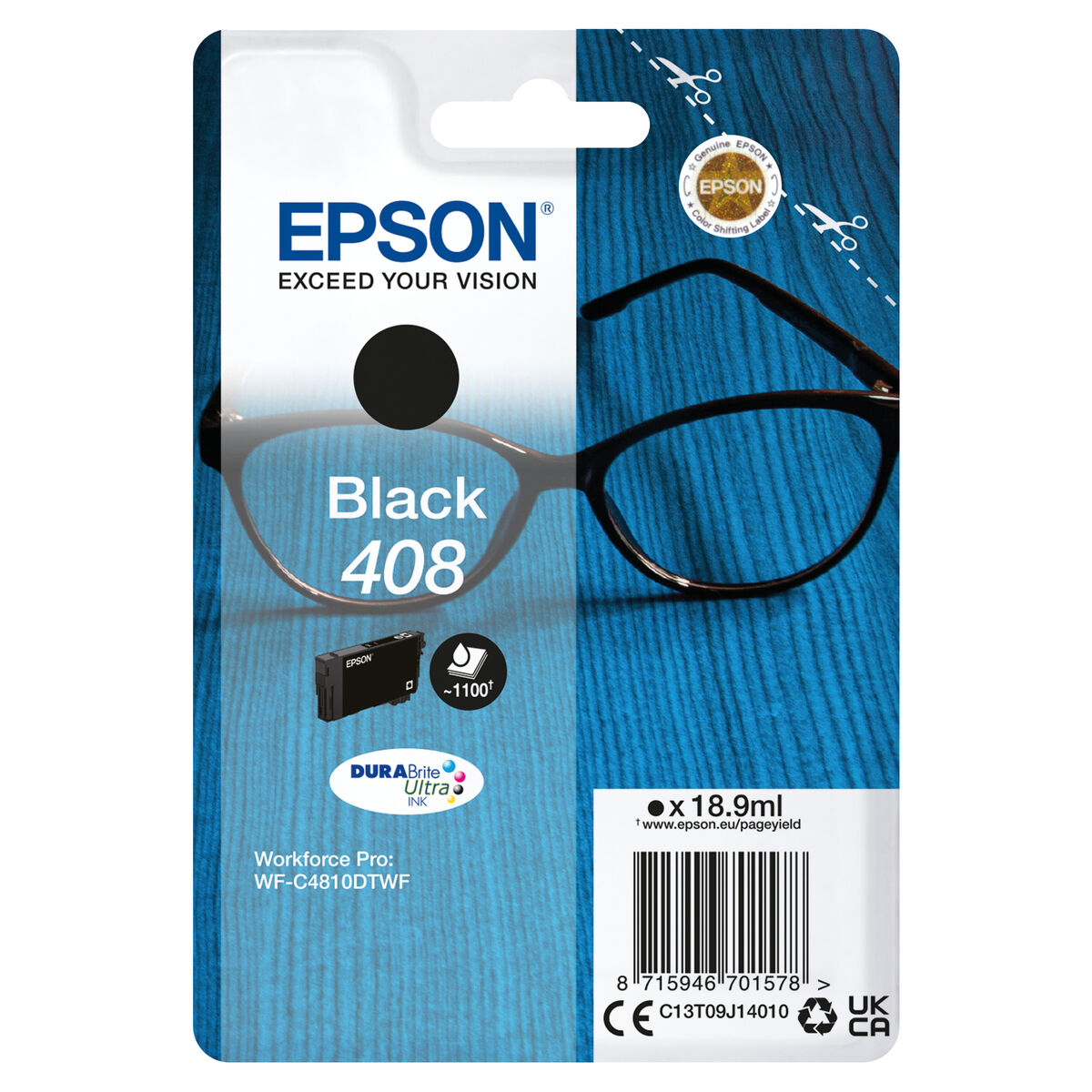 EPSON 4LB Singlepack Black 408 DURABrite Ultra Ink