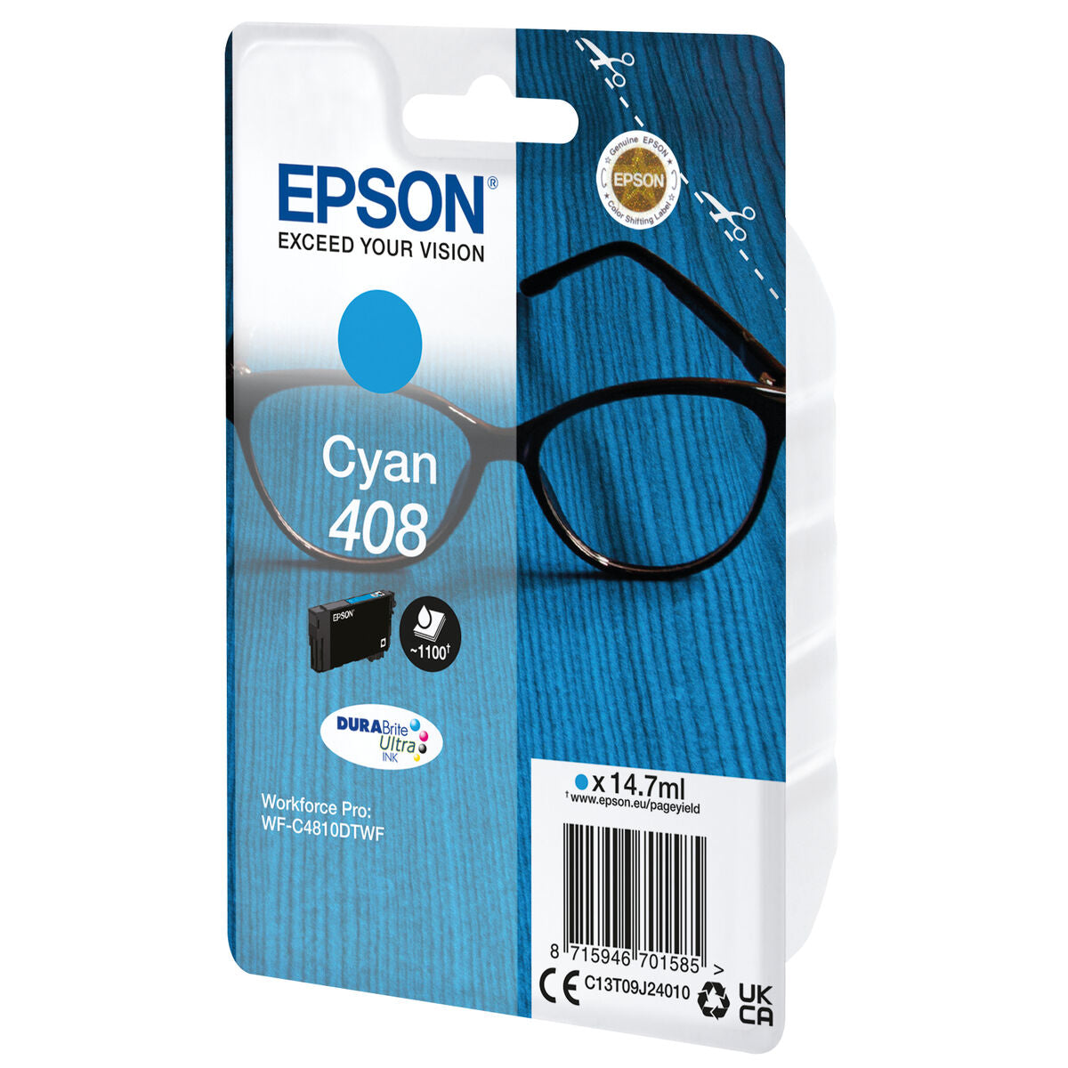 EPSON 6LB Singlepack Cyan 408 DURABrite Ultra Ink