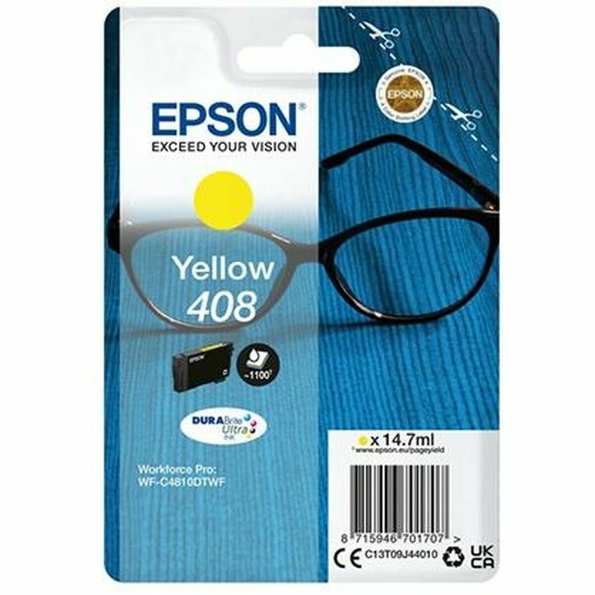 EPSON 6LB Singlepack Yellow 408 DURABrite Ultra Ink