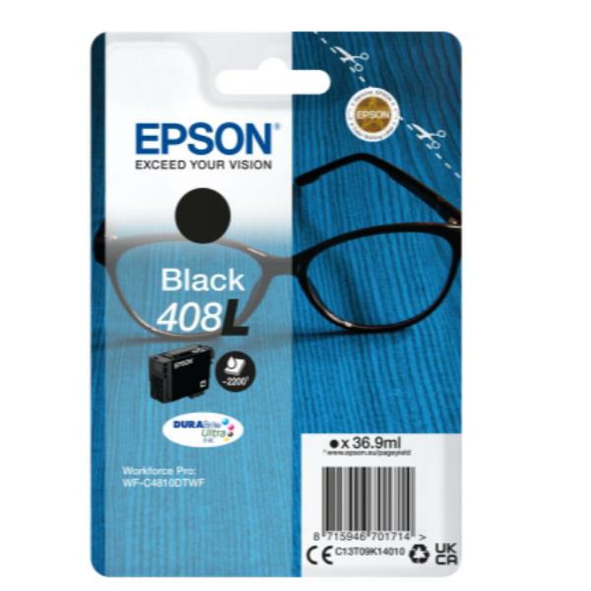 EPSON 4LB Singlepack Black 408L DURABrite Ultra Ink
