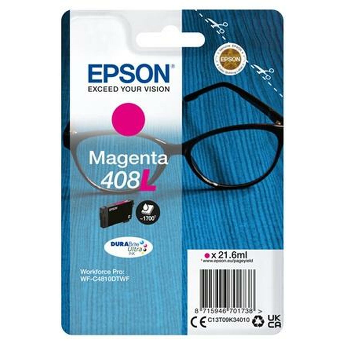 EPSON 2LB Singlepack Magenta 408L DURABrite Ultra Ink