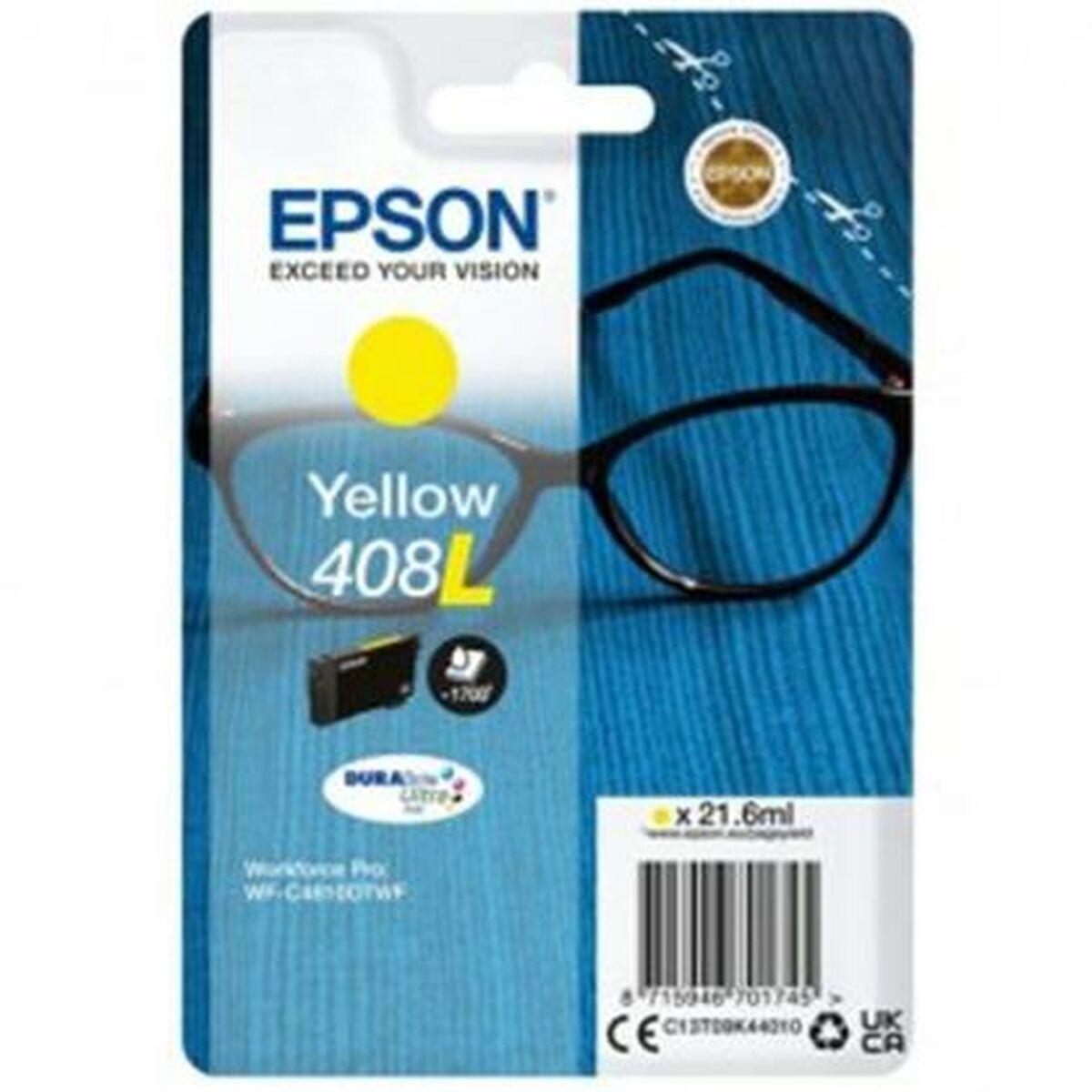 EPSON 6LB Singlepack Yellow 408L DURABrite Ultra Ink