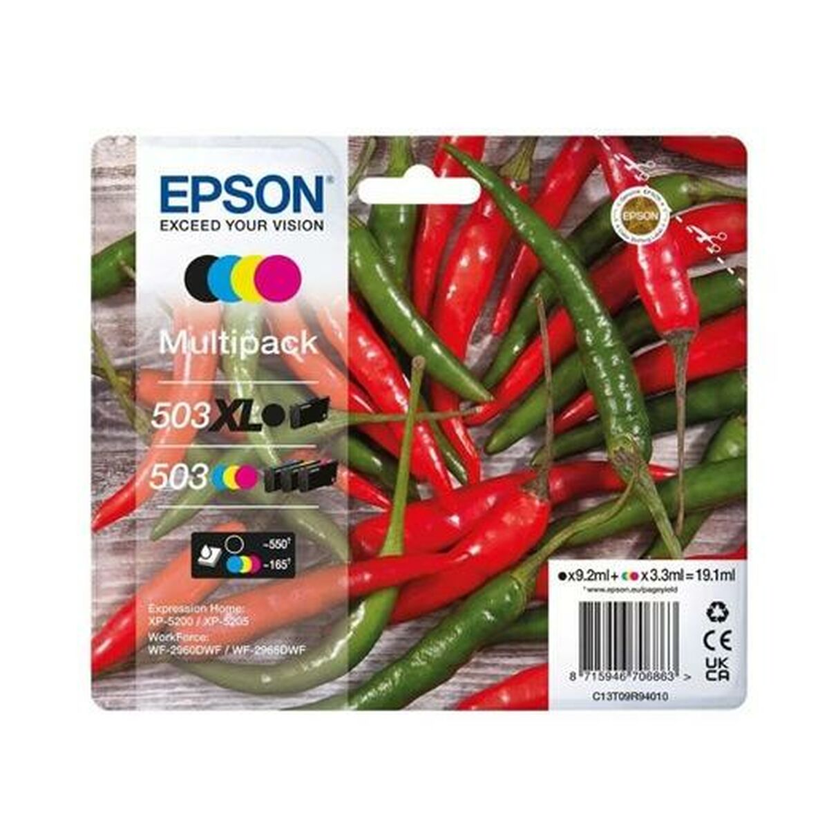 Epson C13T09R94010 cartouche d'encre 4 piece(s) Original Rendement élevé (XL) Noir, Cyan, Magenta, Jaune