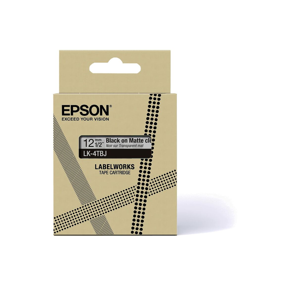 EPSON Matte Tape Clear/Black 12mm 8m LK-4TBJ