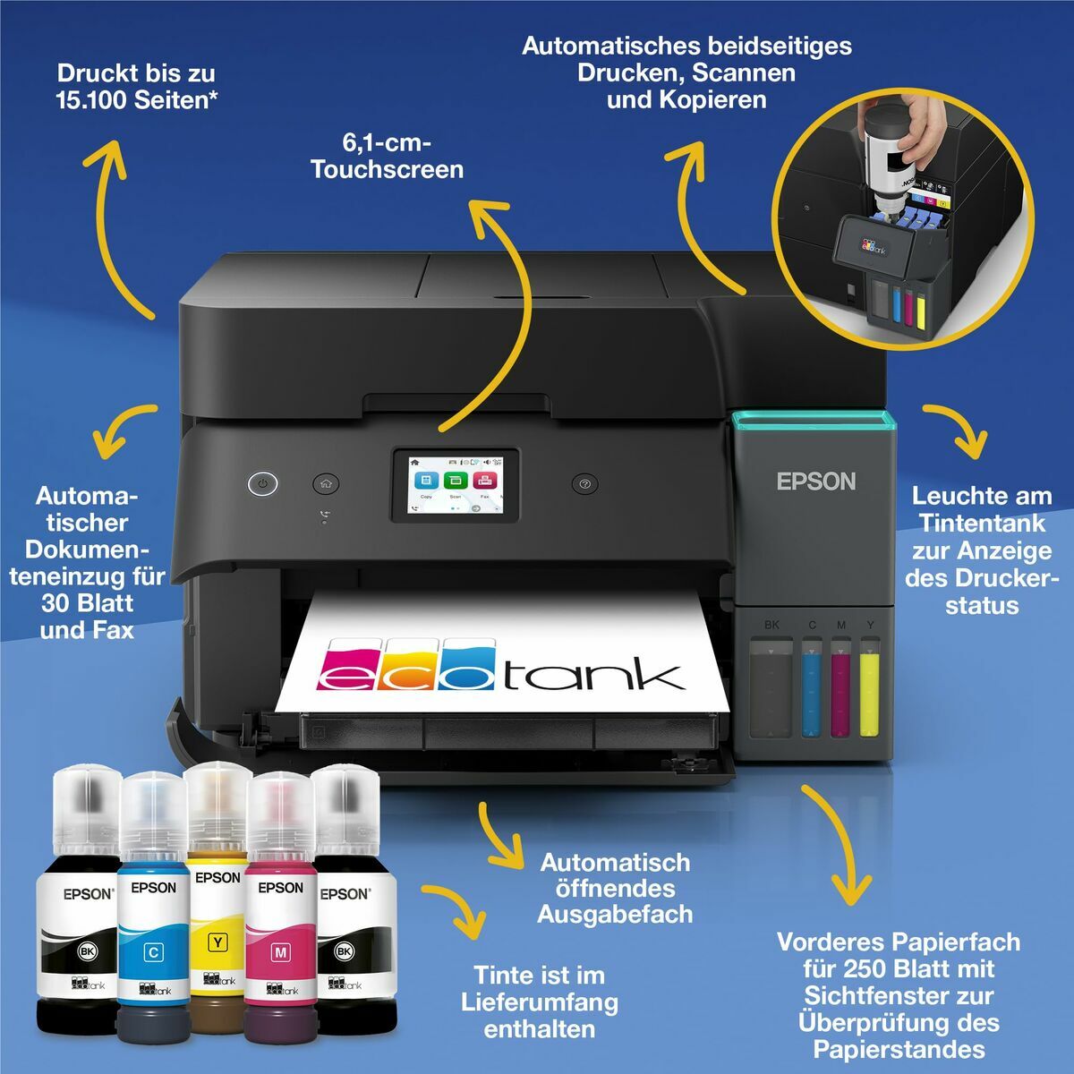EPSON EcoTank ET-4950 Inkjet MFP A4 18ppm ISO USB WLAN Wi-Fi