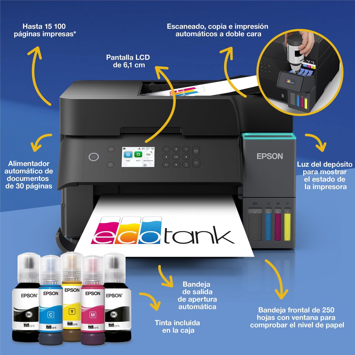 EPSON EcoTank ET-3950 Inkjet MFP A4 18ppm ISO USB WLAN Wi-Fi