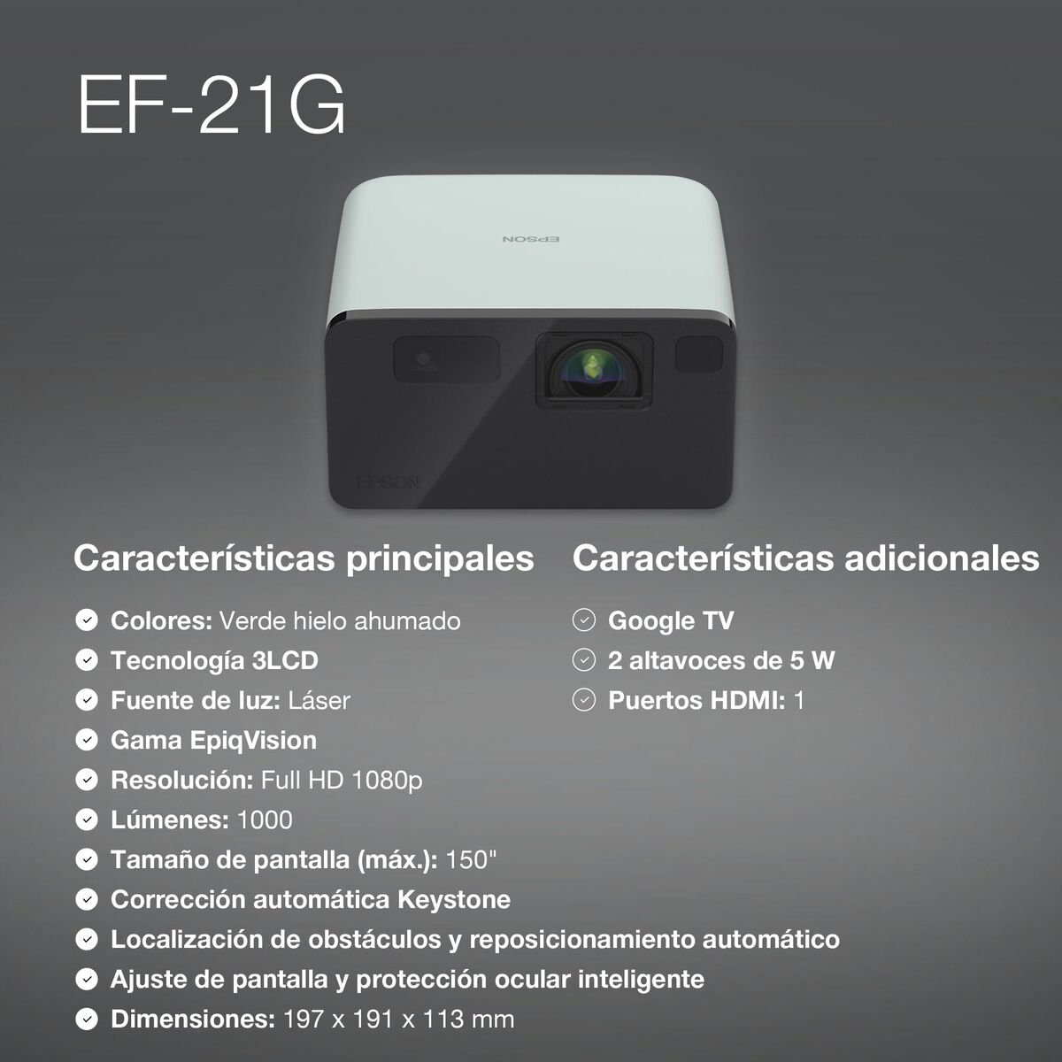 Projecteur Laser Epson EF-21G 1.000lm Full HD Technologie 3LCD