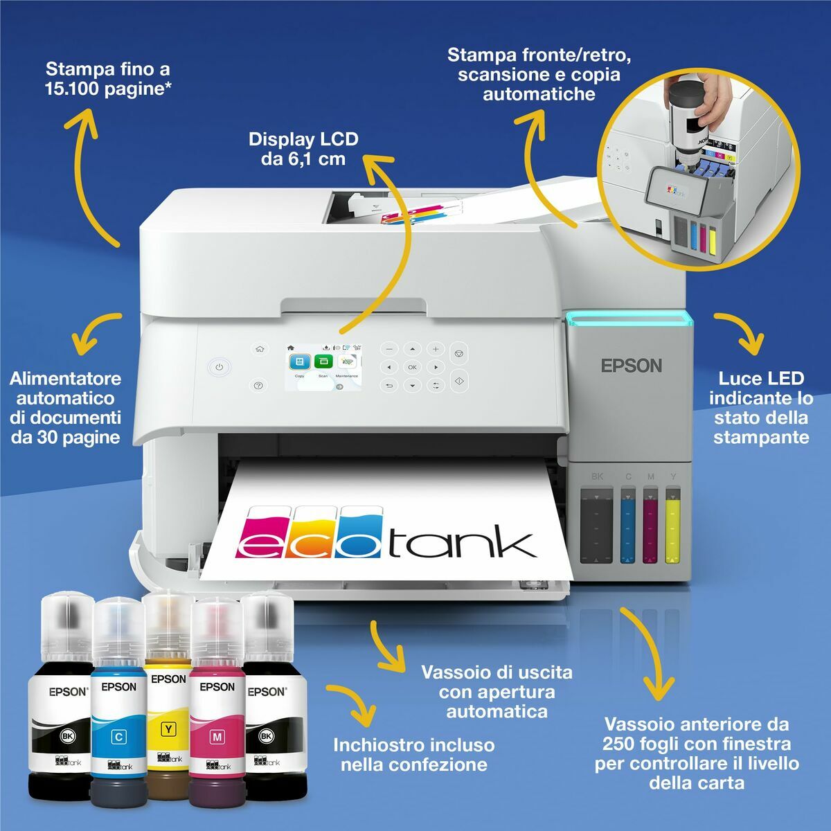 Epson EcoTank ET-3956 Jet d'encre A4 4800 x 1200 DPI 35 ppm Wifi