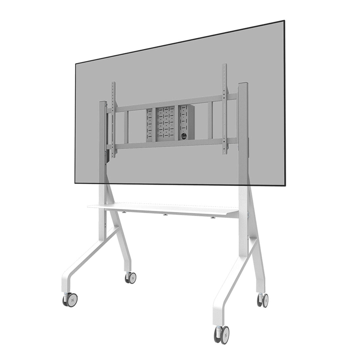 NEOMOUNTS FL50-575WH1 Support au sol mobile pour écran 65-110p - étagère multimédia incluse - installation rapide - TÌV