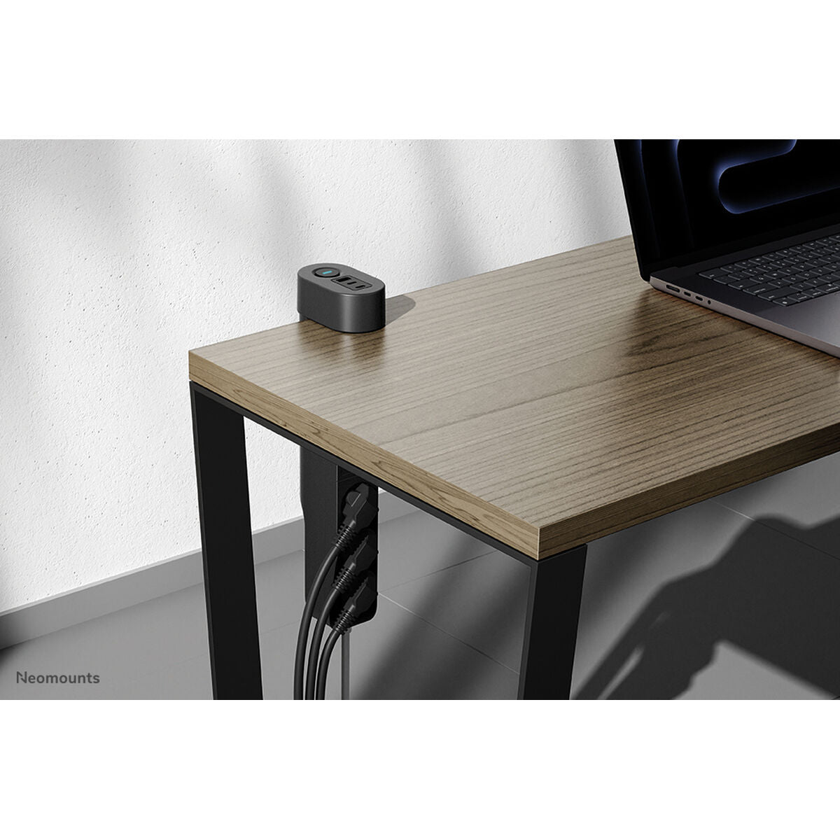 NEOMOUNTS VOLT Desk Clamp socket with Quick-charge USB Ports clamp 0-50mm 3x type-F 230V 1x USB-A 18W 2x USB-C 20W