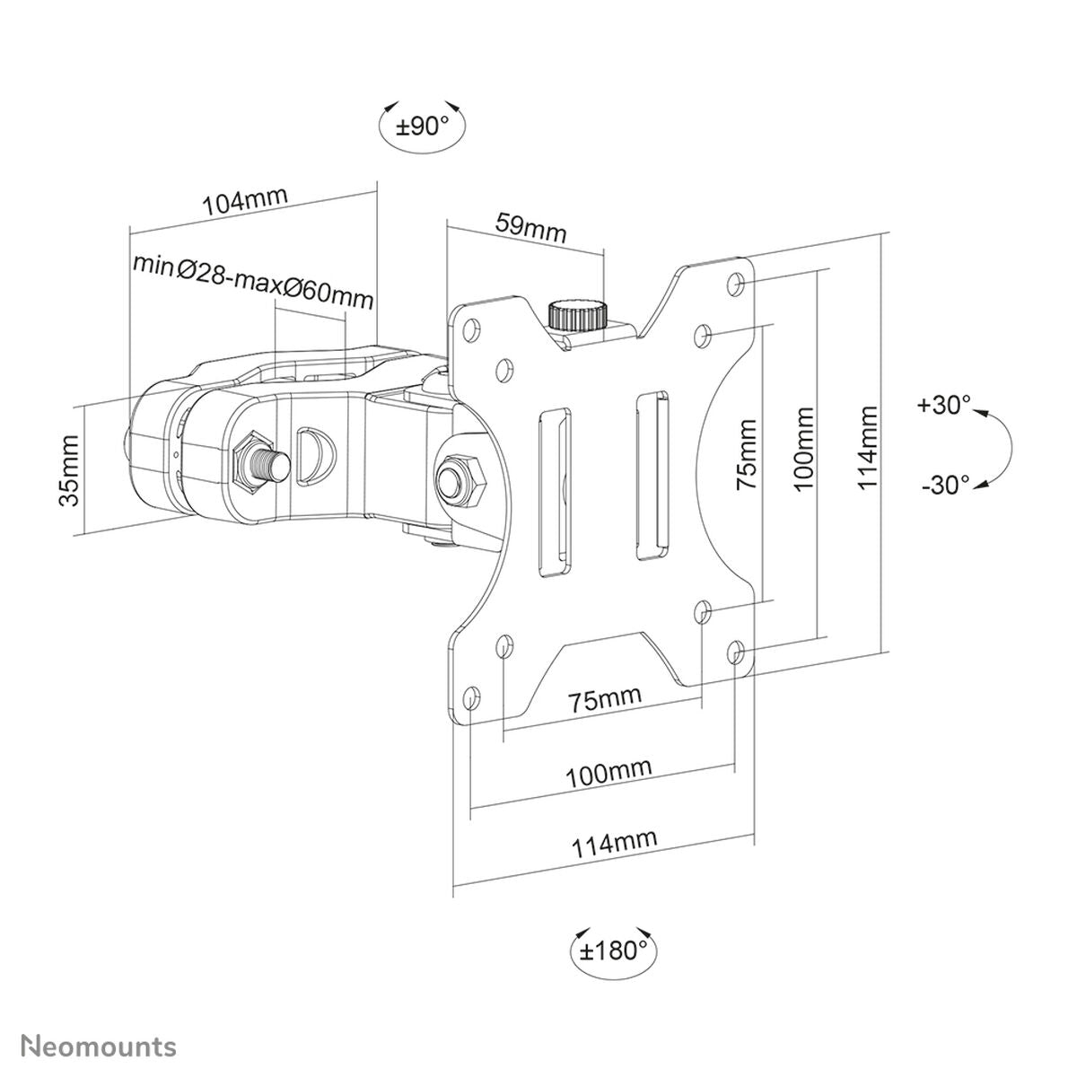 NEOMOUNTS FL40-430BL11 Support de colonne pour écran 17-32p - diam. 28-60 mm