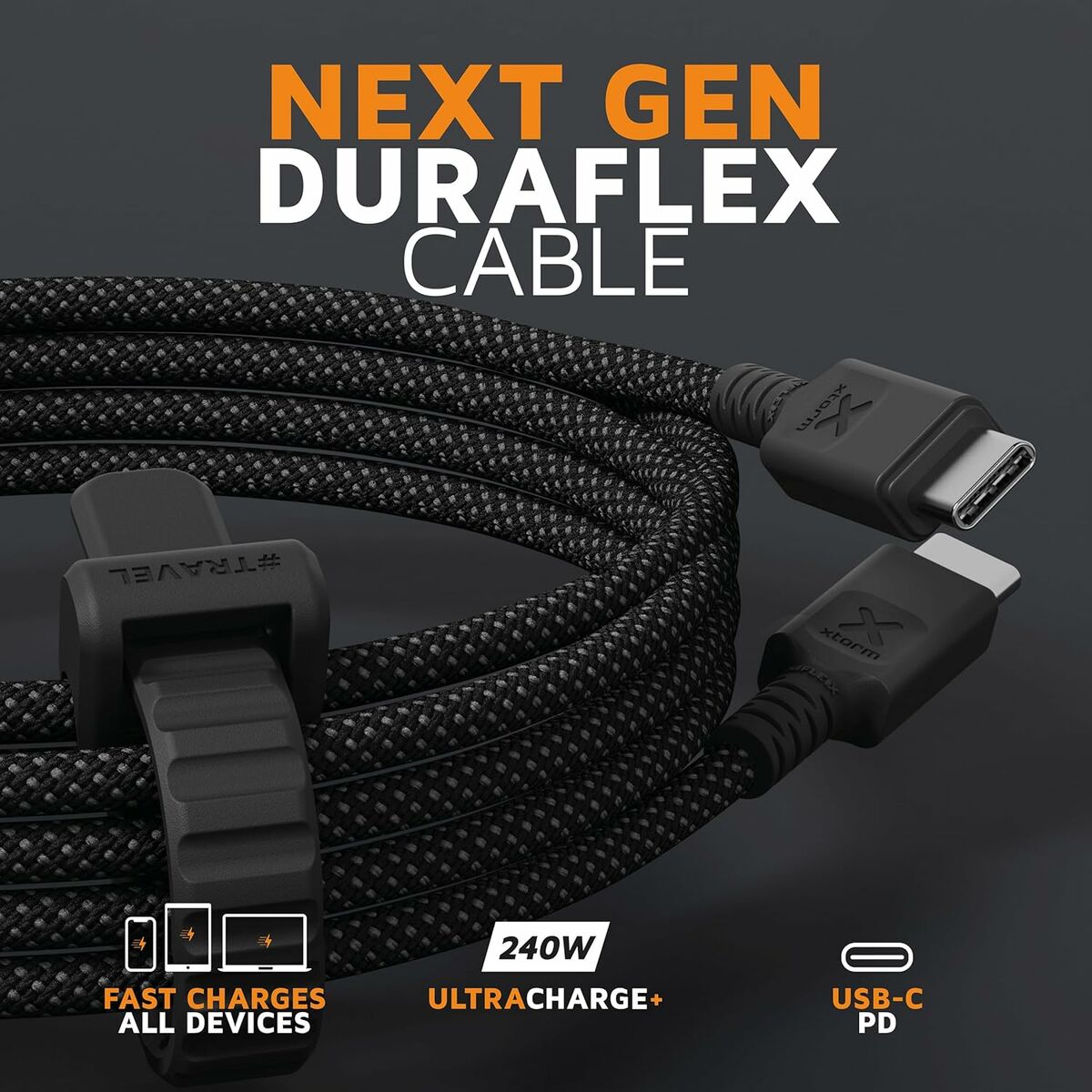 XTorm cordon USB Type-C PD Next Gen Ultra 240W 1,5 m, noir