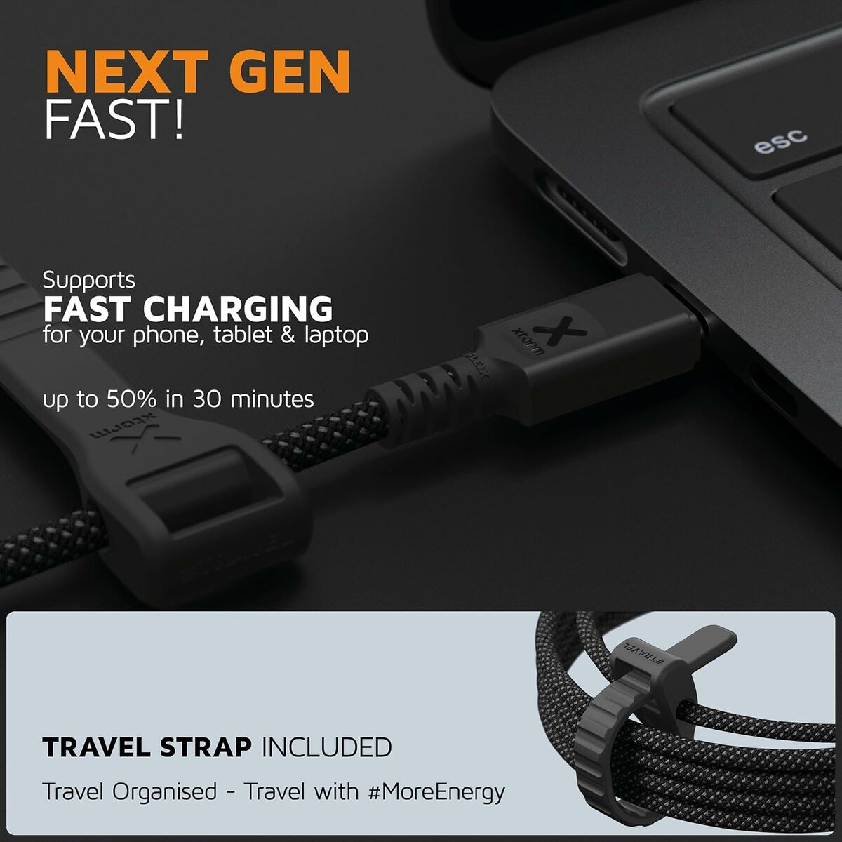 XTorm cordon USB Type-C PD Next Gen Ultra 240W 1,5 m, noir