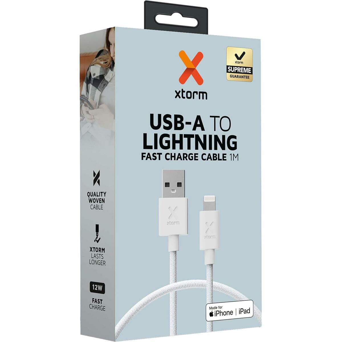 XTorm Cordon USB Type-C vers Lightning Go2 12W 1,0 m, blanc