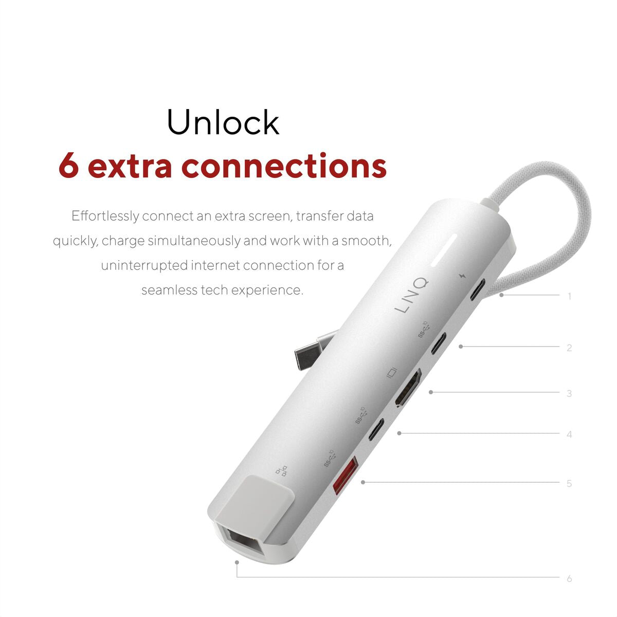 LINQ Hub multiport 6-en-1 Pro USB-C 10 Gbps 4K HDMI