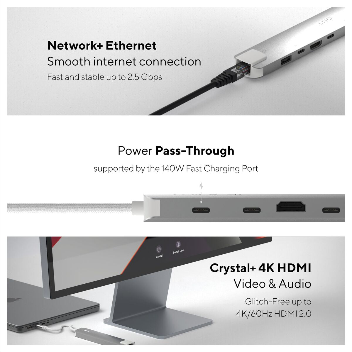 LINQ Hub multiport 6-en-1 Pro USB-C 10 Gbps 4K HDMI