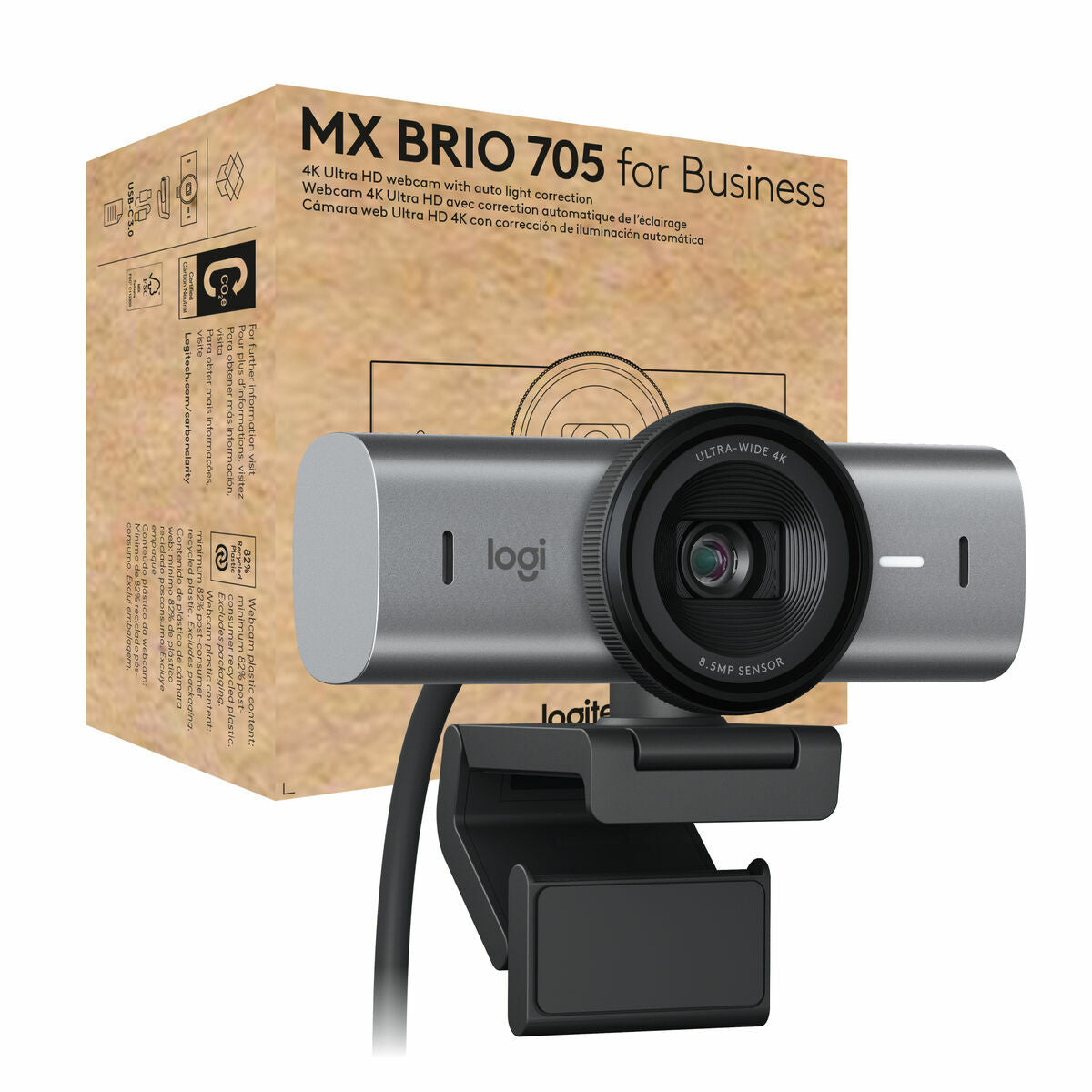 LOGITECH MX Brio 705 for Business Webcam colour 8.5 MP 4096 x 2160 audio wired USB-C