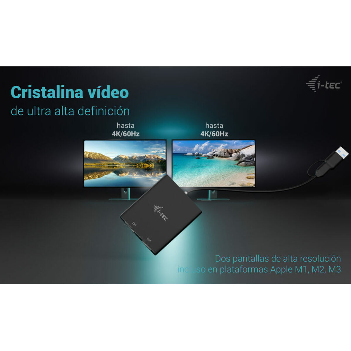I-TEC USB-A/USB-C Dual 4K DP Video Adapter 2x 4K DP Display Adapter with DisplayLink Chip 6950