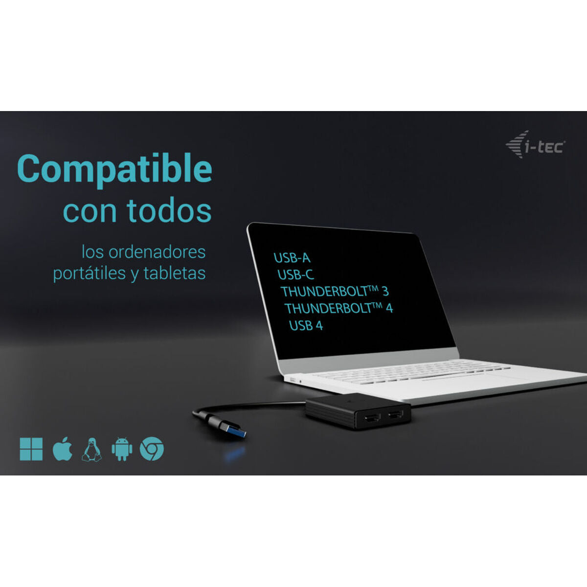 I-TEC USB-A/USB-C Dual 4K HDMI Video Adapter 2x 4K HDMI Display Adapter with DisplayLink Chip 6950