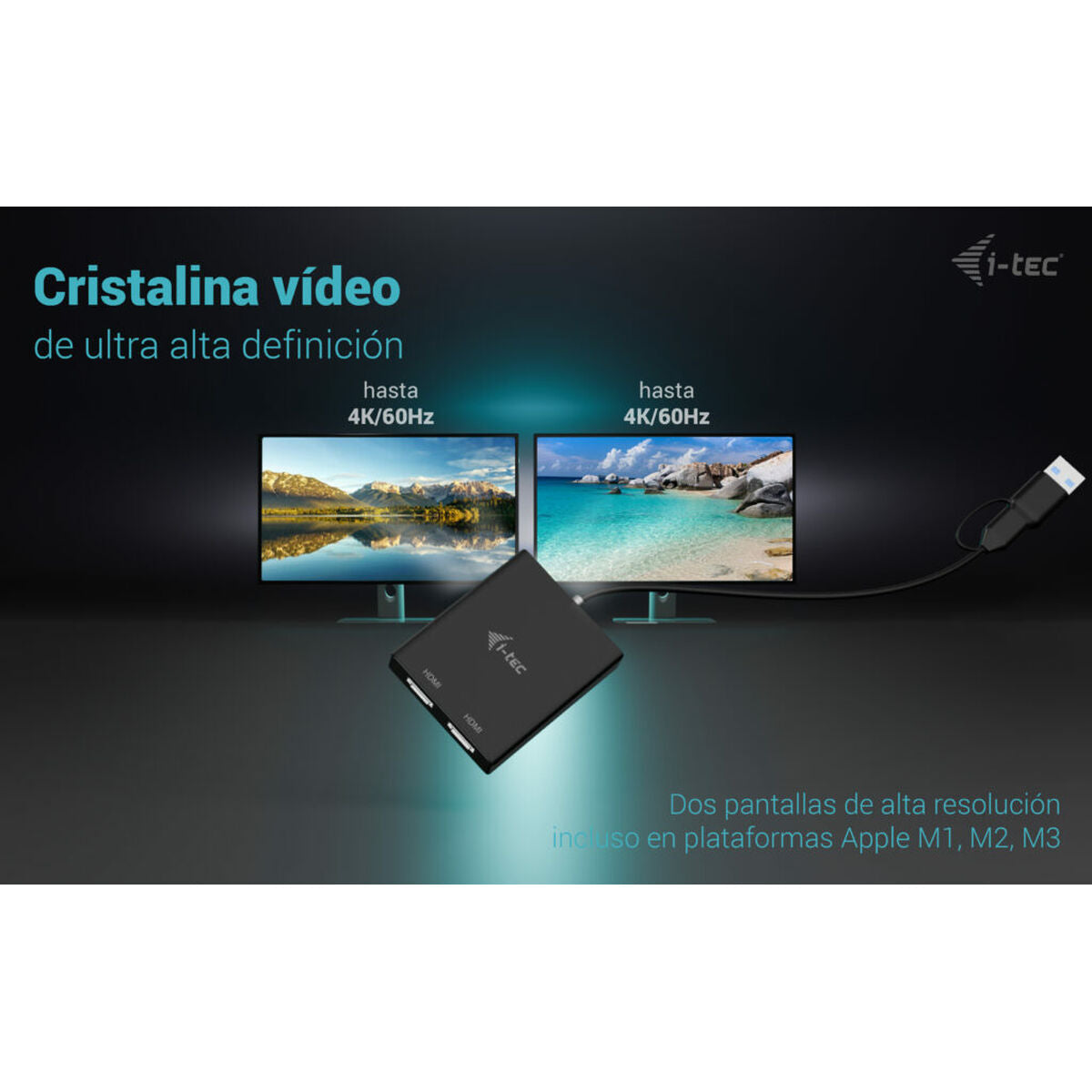 I-TEC USB-A/USB-C Dual 4K HDMI Video Adapter 2x 4K HDMI Display Adapter with DisplayLink Chip 6950