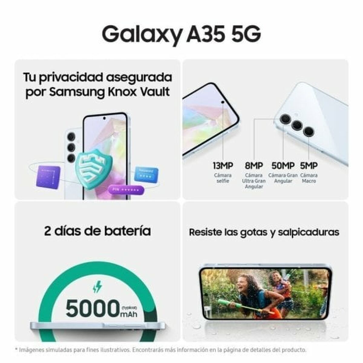 Samsung A356 Galaxy A35 5G (Double Sim - 6.6", 128 Go, 6 Go RAM) Rose