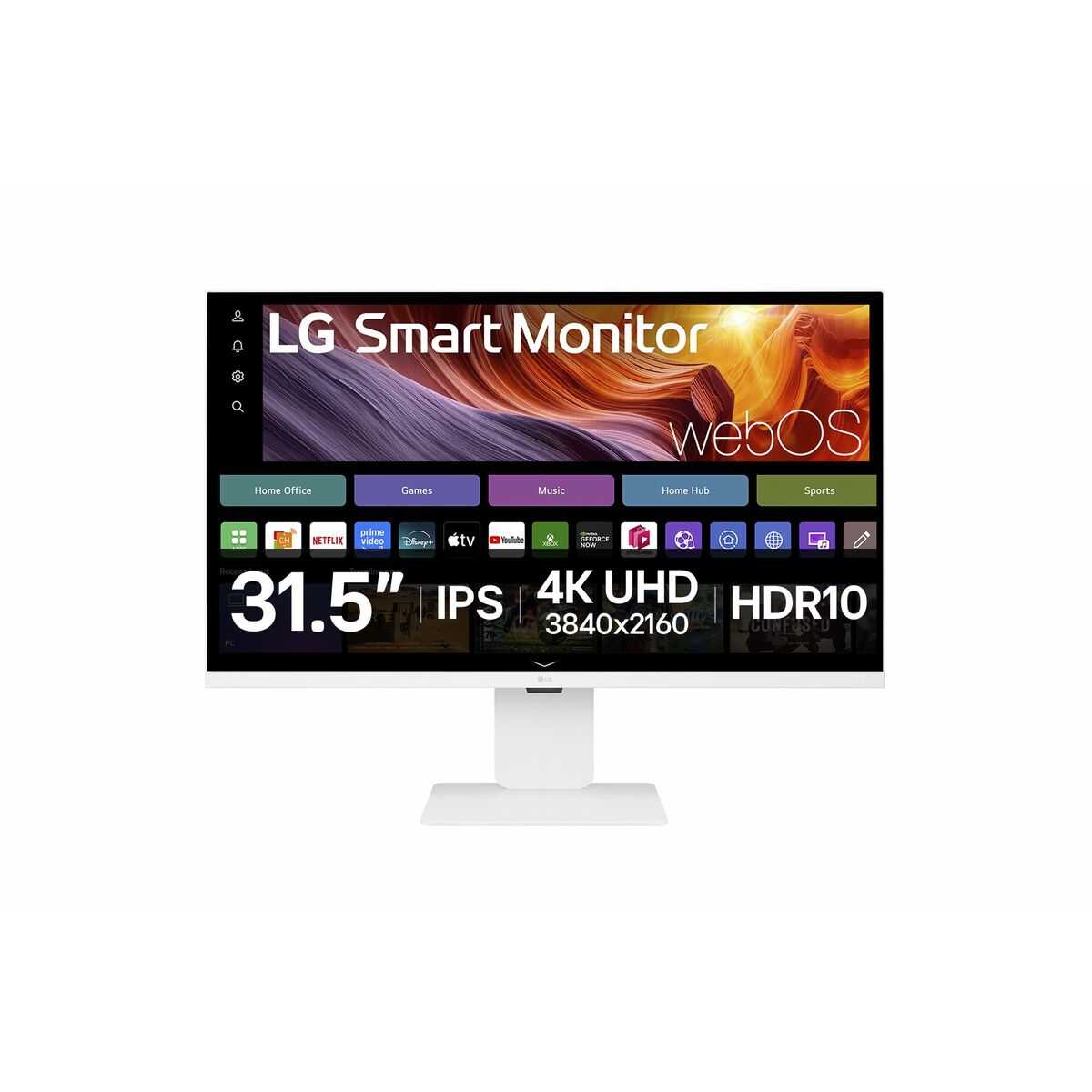 LG 32U850SA-W 31.5p Smart Monitor UHD IPS WebOS 60Hz 5ms 400cd/m2 HDMIx2 USB C PD 90W HUB USB Camera Pivot