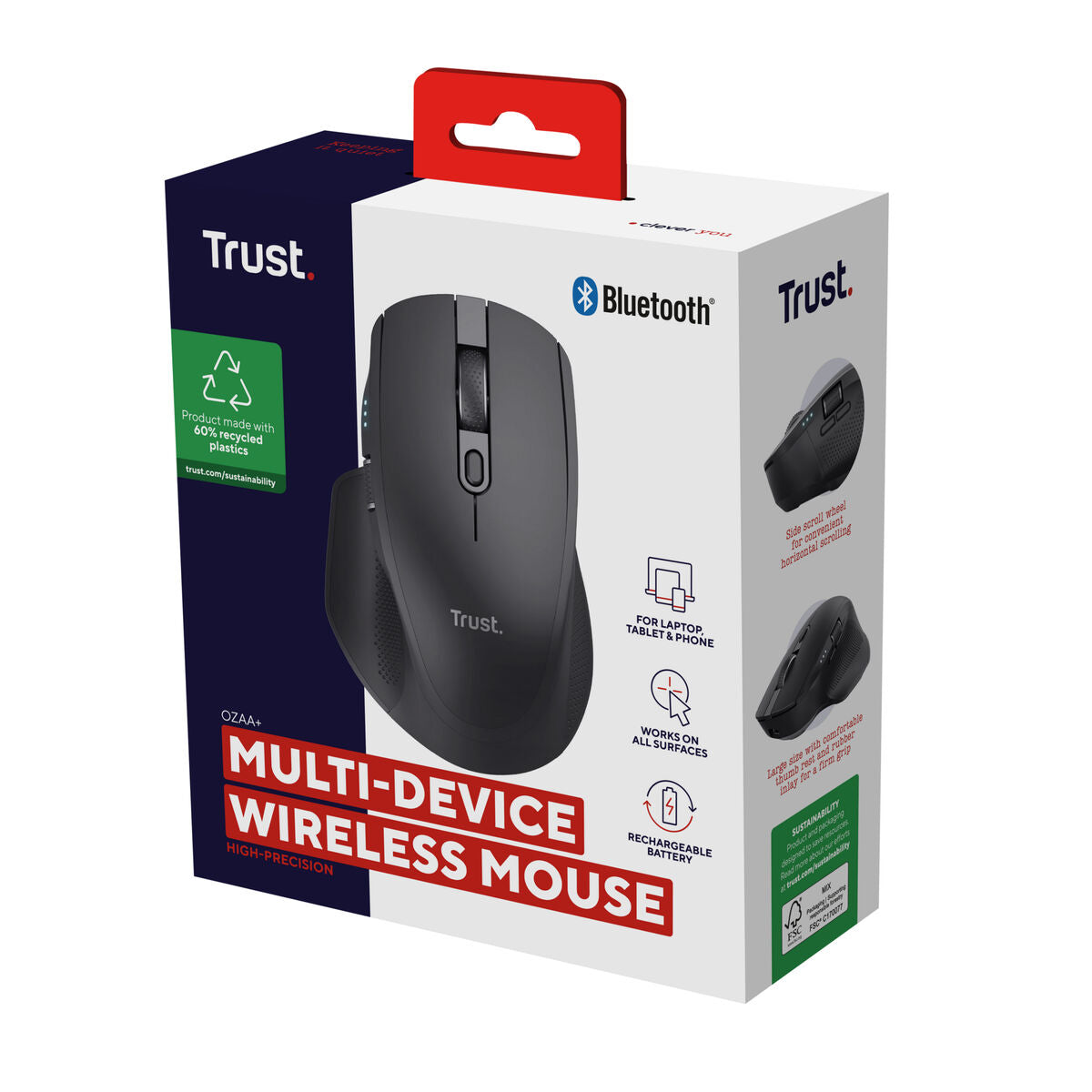 TRUST Souris sans fil OZAA II multi-connexion - Noire