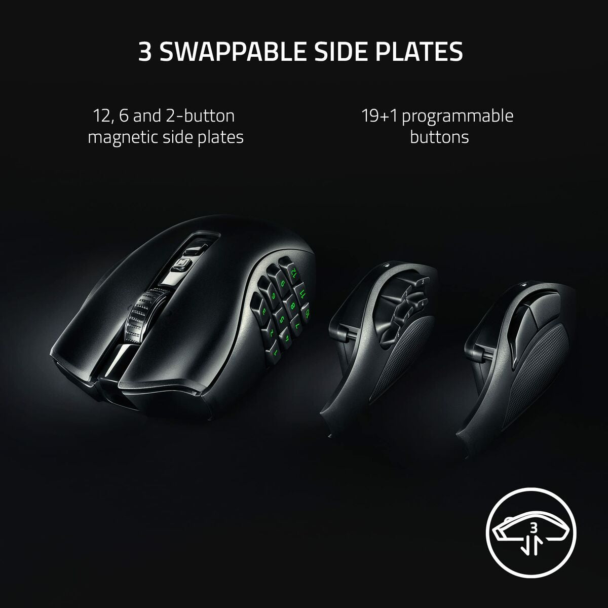 Razer Naga V2 Pro souris Gaming Droitier RF Wireless + Bluetooth + USB Type-C Optique 30000 DPI