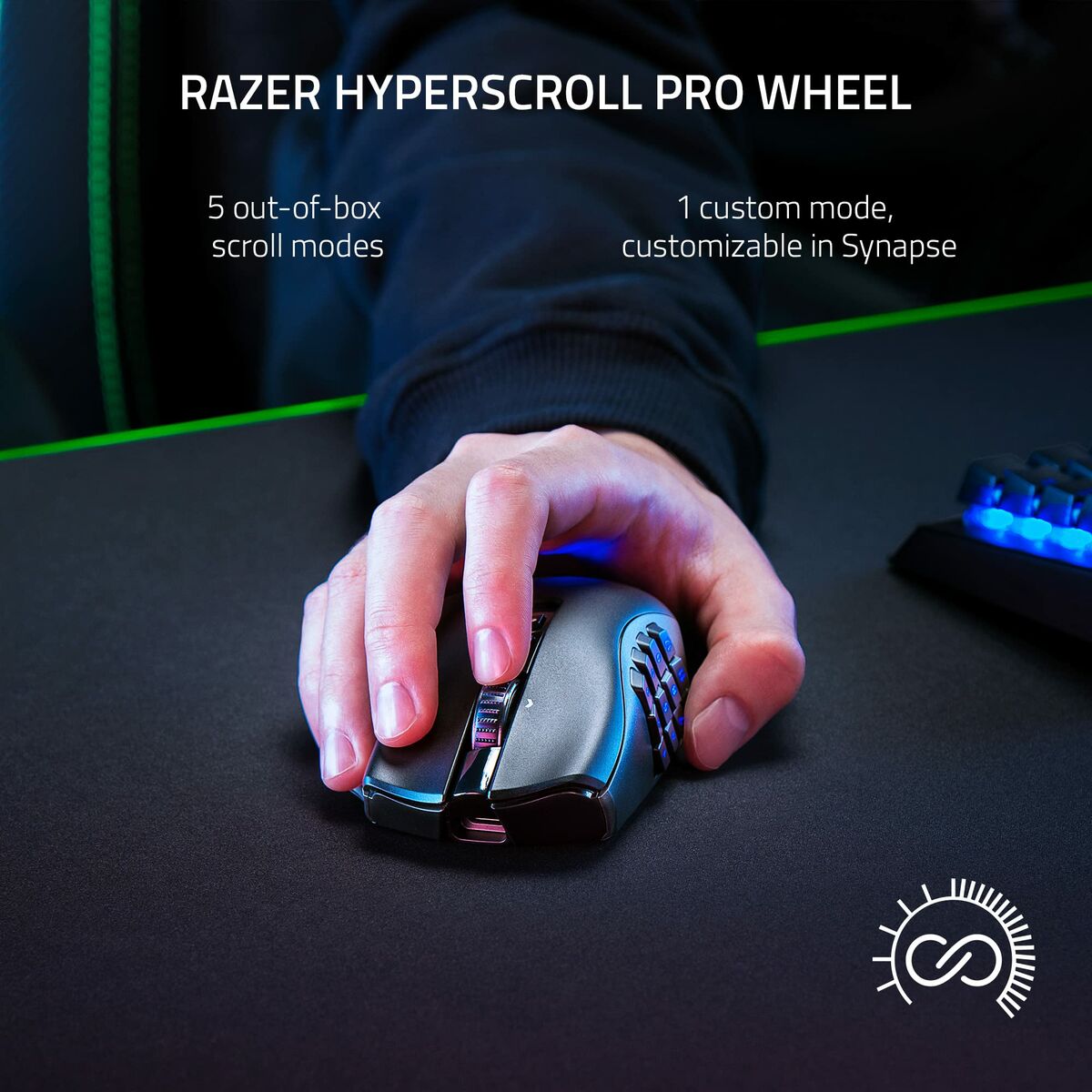 Razer Naga V2 Pro souris Gaming Droitier RF Wireless + Bluetooth + USB Type-C Optique 30000 DPI