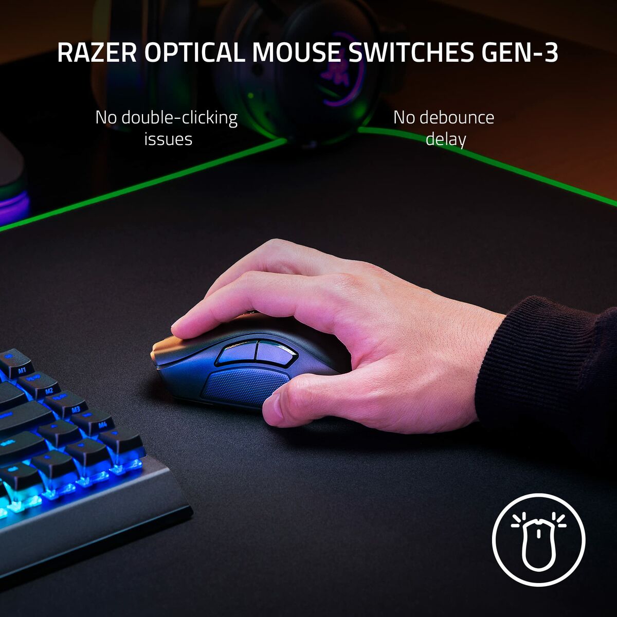 Razer Naga V2 Pro souris Gaming Droitier RF Wireless + Bluetooth + USB Type-C Optique 30000 DPI
