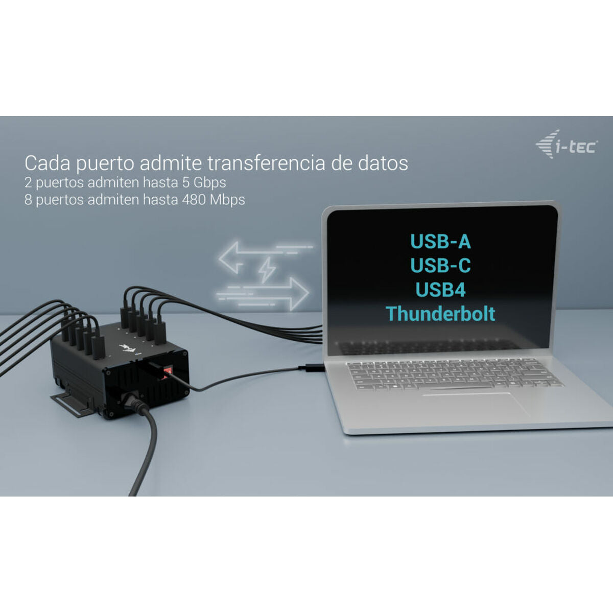 I-TEC USB-C/USB-A Metal Charging+Data HUB 15W per port 10x USB-C integrated power adapter 180W