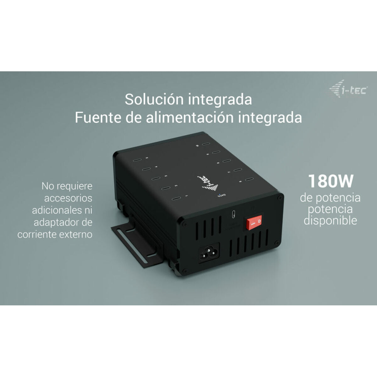 I-TEC USB-C/USB-A Metal Charging+Data HUB 15W per port 10x USB-C integrated power adapter 180W