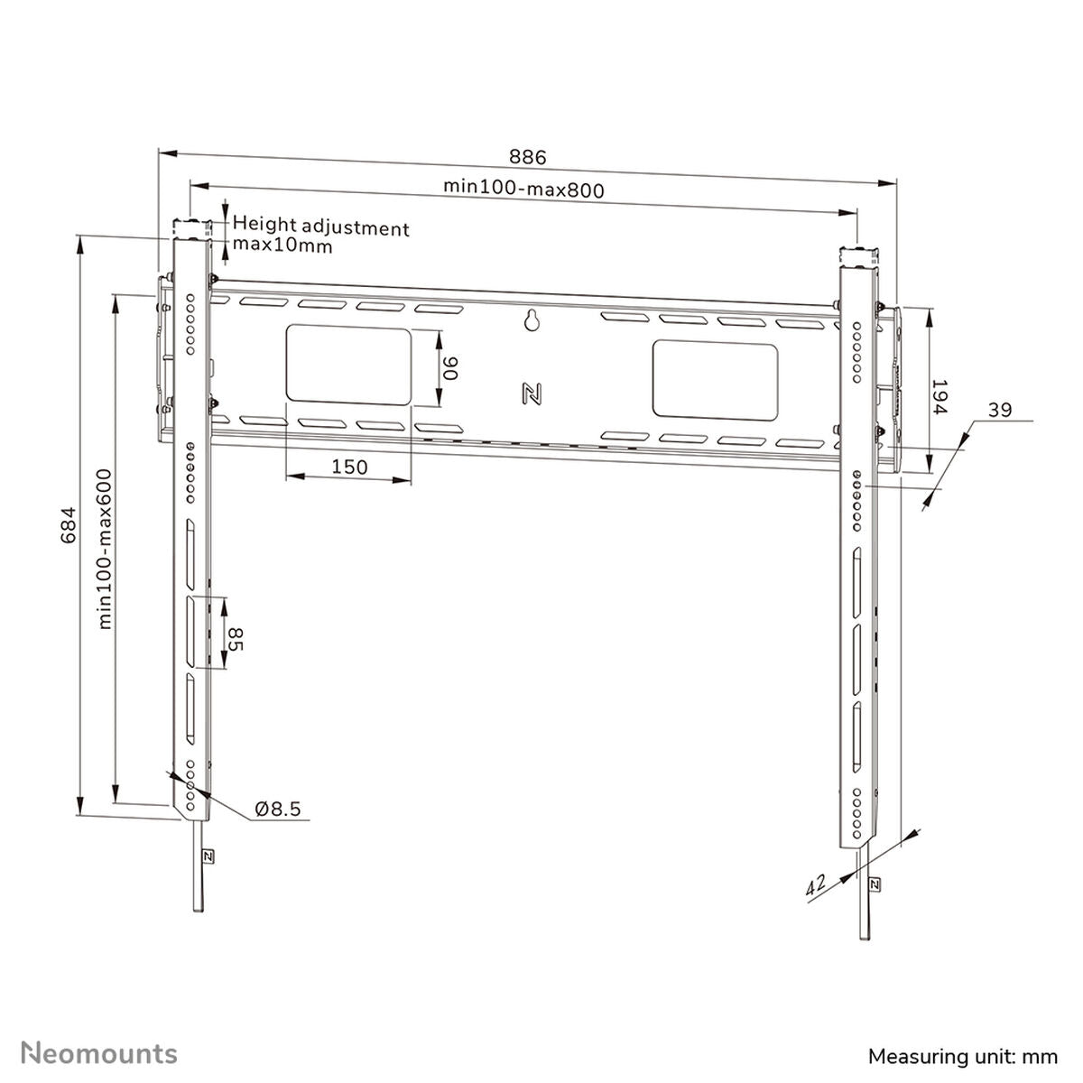 NEOMOUNTS WL30-750BL18 Support mural fixe pour écran 43-98p- robuste - verrouillable - installation rapide - TÌV