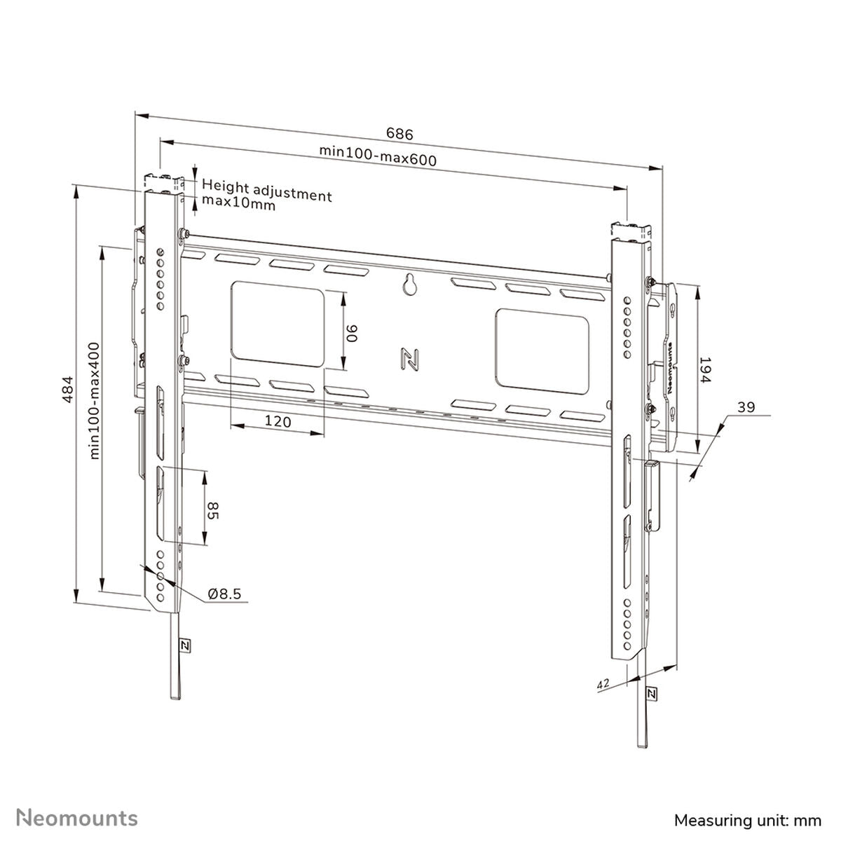 NEOMOUNTS WL30-750BL16 Support mural fixe pour écran 42-86p- robuste - verrouillable - installation rapide - TÌV