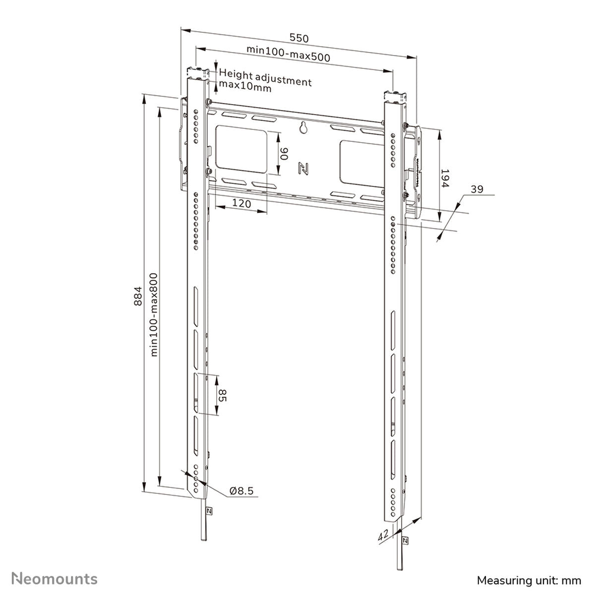 NEOMOUNTS WL30-750BL18P Support mural fixe pour écran 50-98p- robuste - verrouillable - portrait - installation rapide - TÌV