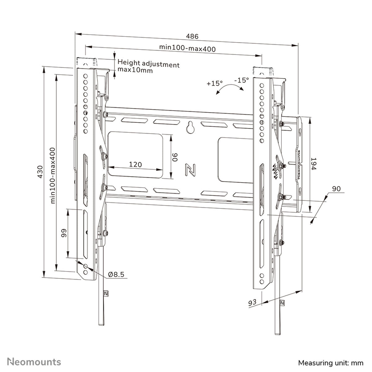 NEOMOUNTS WL35-750BL14 Support mural inclinable pour écran 32-75p- robuste - verrouillable - installation rapide - TÌV