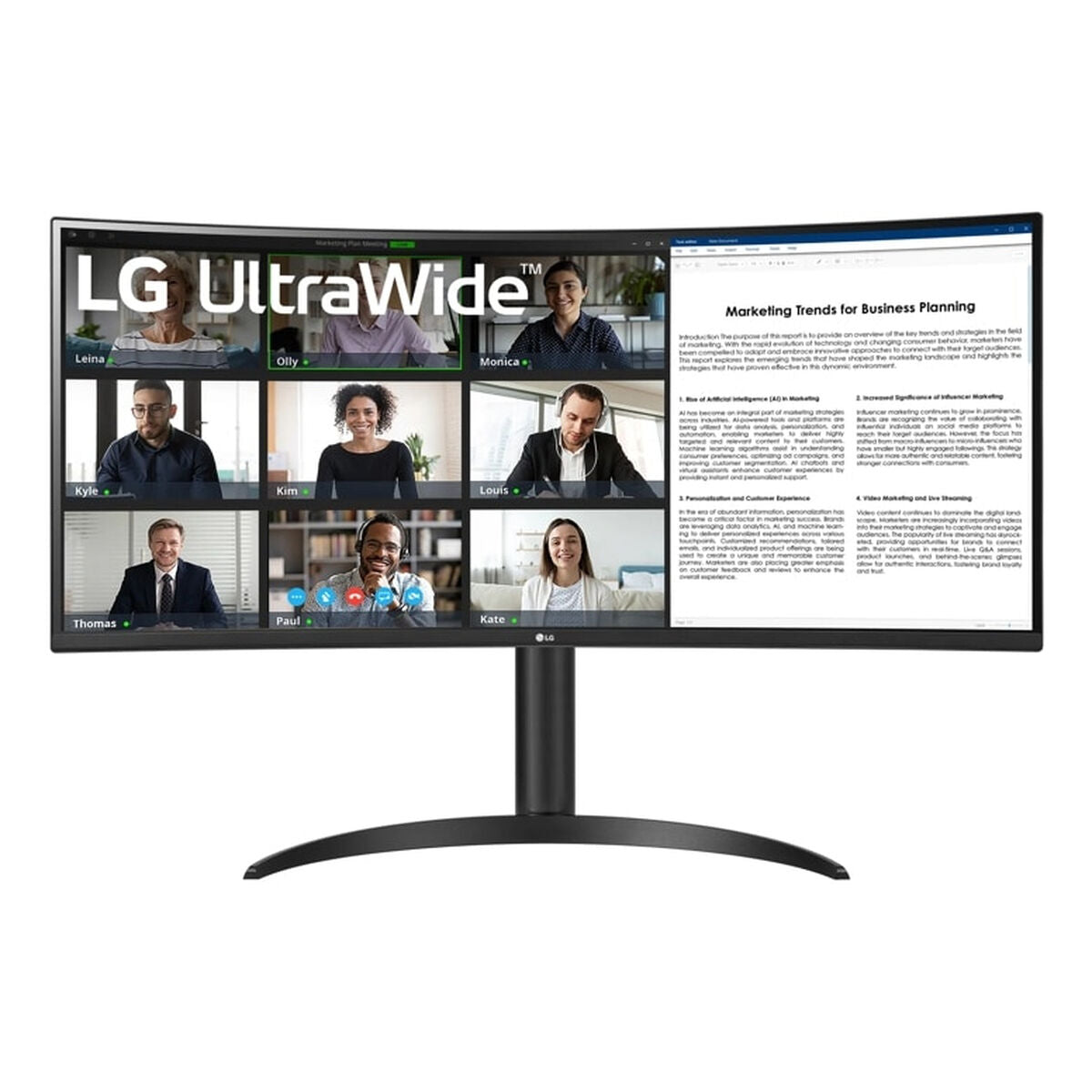 LG  - Ecran LED incurve - 34p 3440x1440 WQHD 100 Hz - VA - 5 ms - Hauteur réglable - Inclinable - Garantie 3 ans