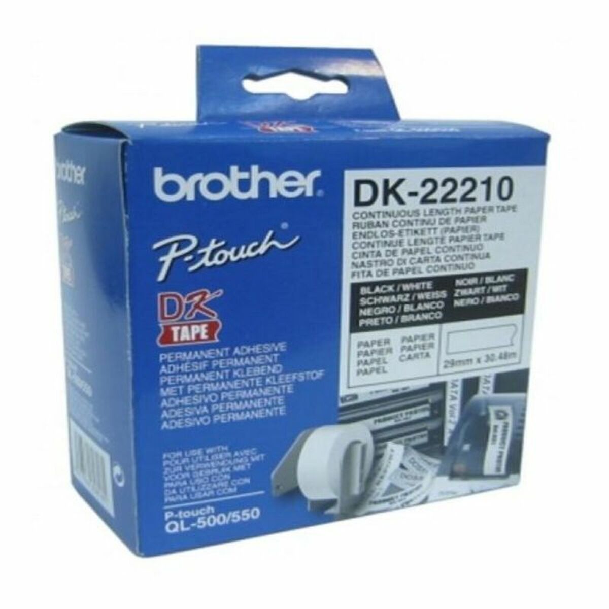 BROTHER Ruban continu Papier, Noir/Blanc, Largeur 29 mm