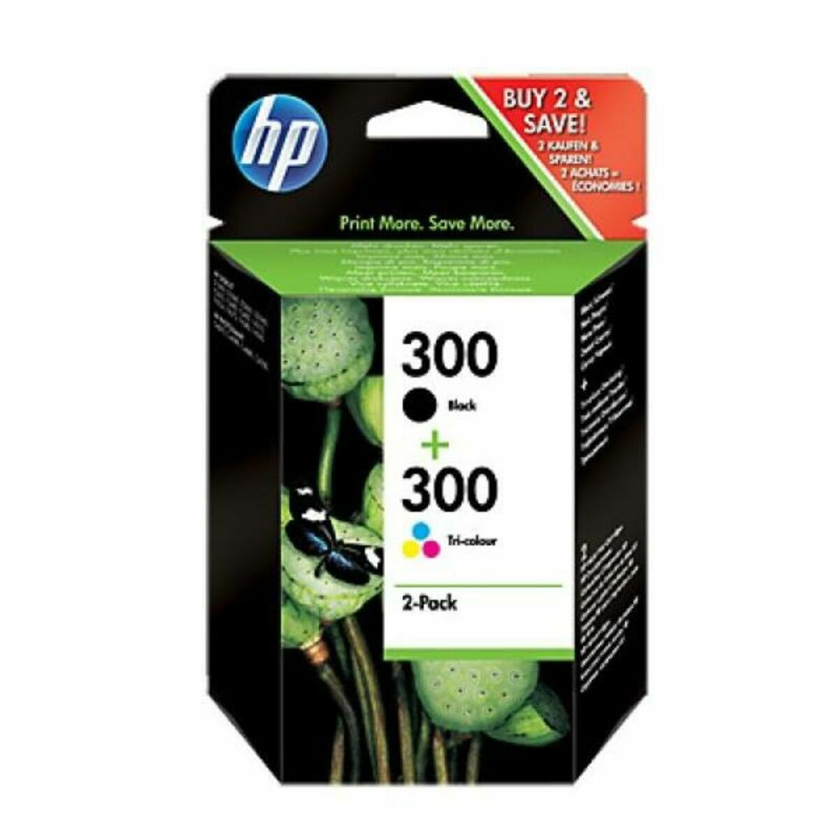 HP 300 original Ink cartridge CN673EE 301 black and tri-colour standard capacity 2 x 4ml bk: 200p cl: 165p 2-pack Blister multi tag