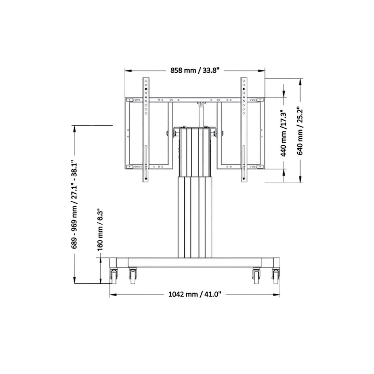 NEOMOUNTS PLASMA-M2550TSILVER Chariot pour écran 42-85p - motorisé - fonction dinclinaison de la table