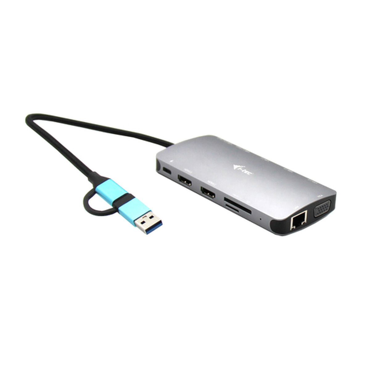 I-TEC USB-C Metal Nano Dock 2xHDMI 1xVGA 1xSD Cardreader 1xmicroSD Cardreader 1xGLAN 3xUSB 2.0 1xUSB 3.2 1xUSB-C3.2Data 1xUSB-C PD