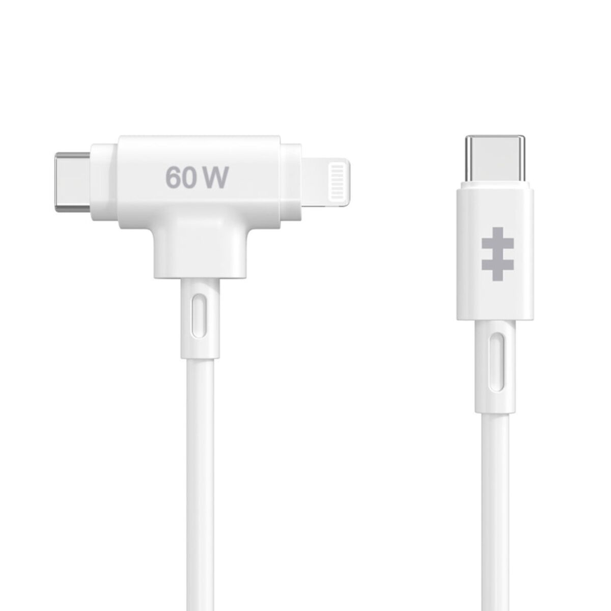 TARGUS Hyper HyperJuice Silicone USB-C to USB-C and Lightning Hybrid 60W Cable - White
