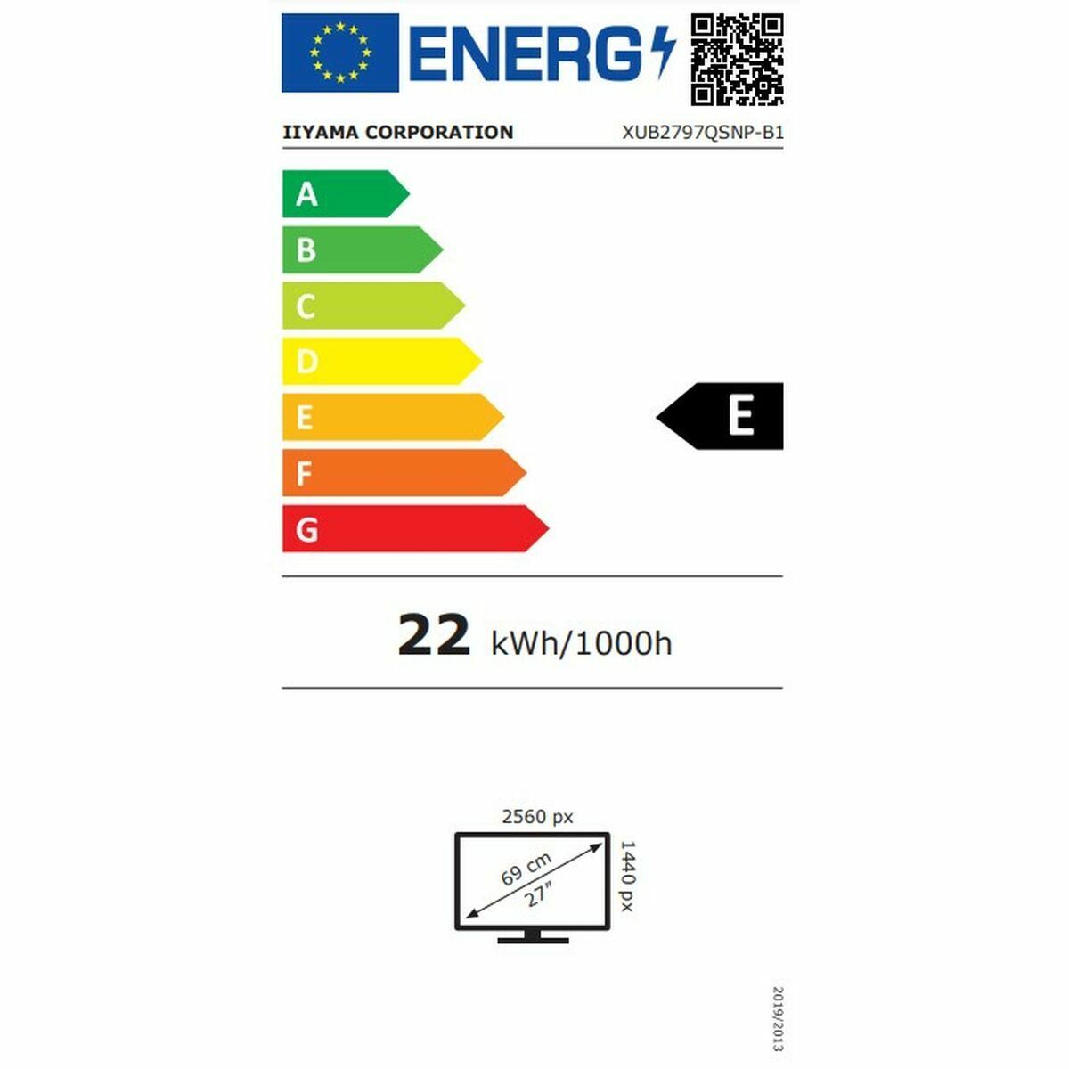 "iiyama ProLite XUB2797QSNP-B1 écran plat de PC 68,6 cm (27"") 2560 x 1440 pixels Quad HD LED Noir"