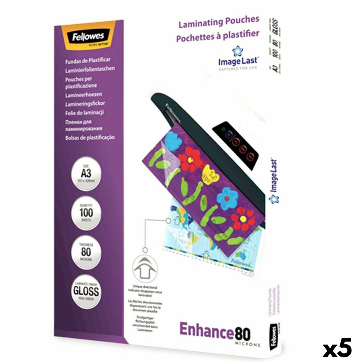 FELLOWES Pochettes ImageLast A3 80 microns - Pack de 100
