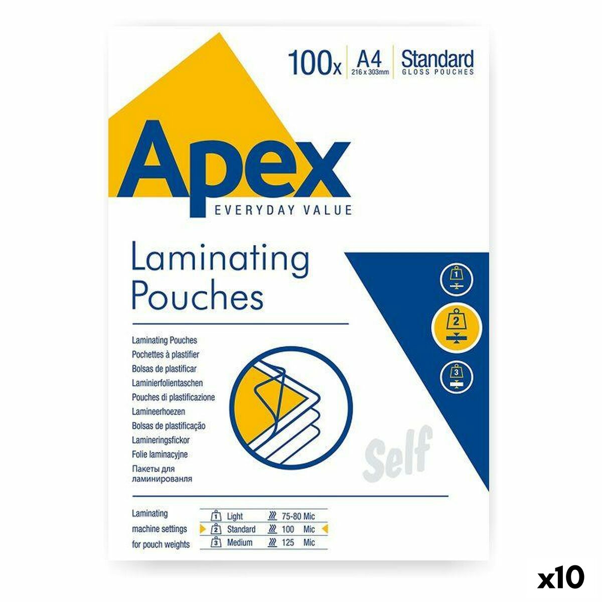 FELLOWES APEX POCHETTES A4 125 MIC 100PK