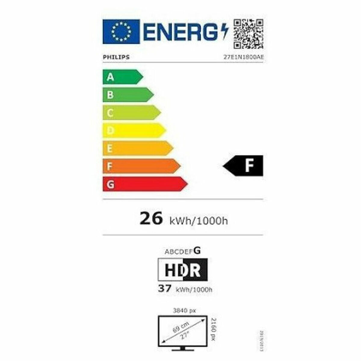 PHILIPS 27E1N1800AE/00 27p IPS 4K UHD 60Hz 350cd/m2 4ms 2xHDMI2.0 DP Speakers Pivot