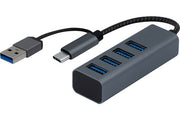 DACOMEX Hub USB HB314 4 x Type-A, adaptateur Type-A / Type-C