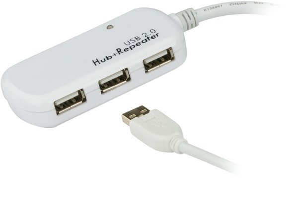 ATEN Rallonge USB 2.0 avec concentrateur a 4 ports - 12 m - USB 2.0 - USB 2.0 - 480 Mbit/s - Blanc - Plastique - 12 m
