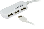 ATEN Rallonge USB 2.0 avec concentrateur a 4 ports - 12 m - USB 2.0 - USB 2.0 - 480 Mbit/s - Blanc - Plastique - 12 m